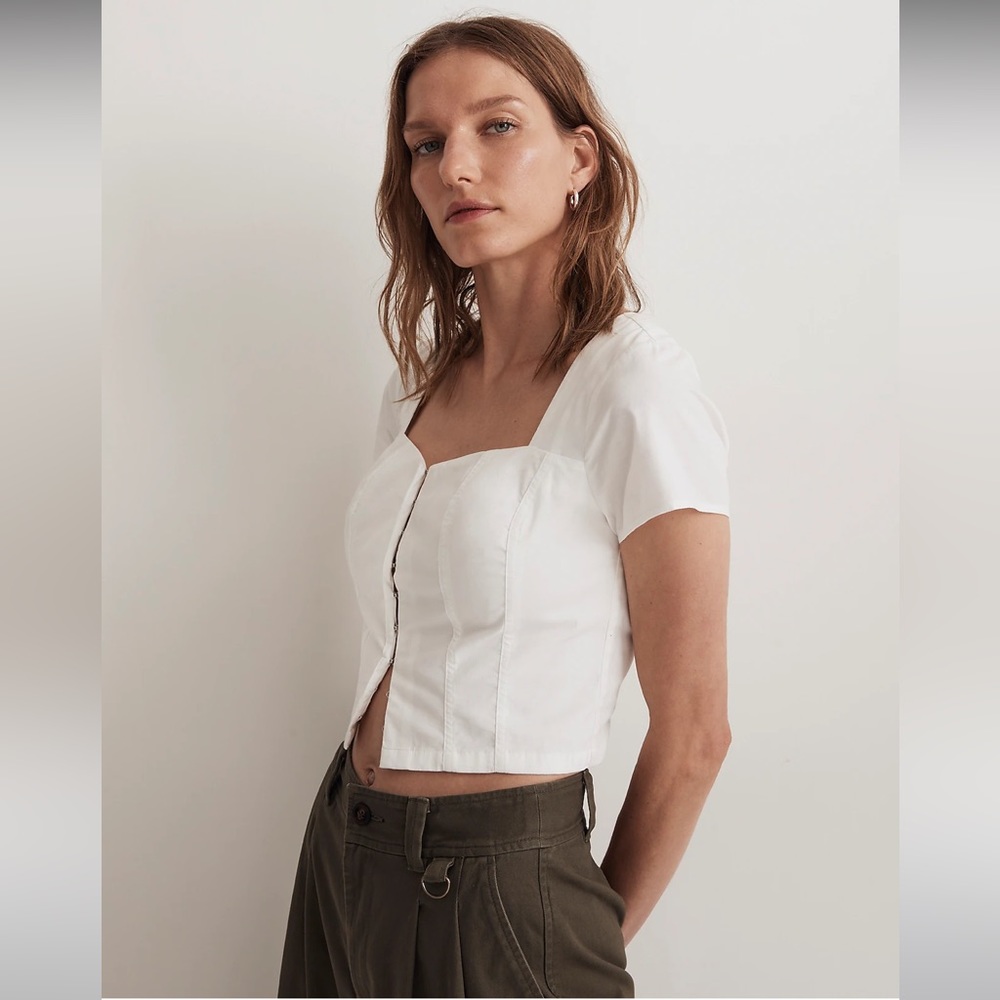 Madewell Poplin Hook-Front Top